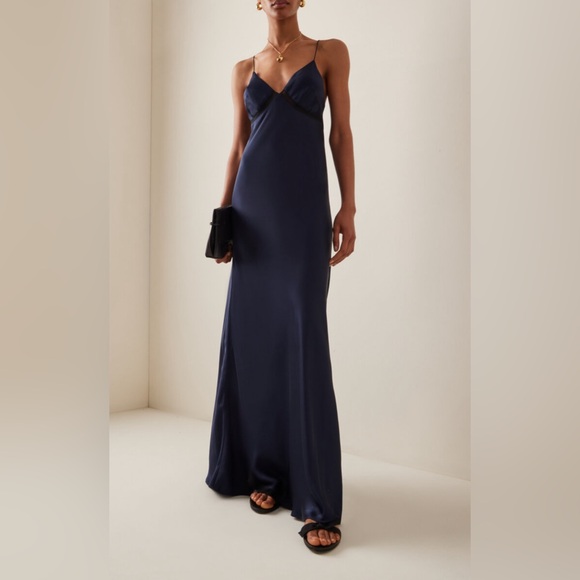 NWT Favorite Daughter Blackberry Dress in Navy Embroidered Maxi Slip Dress - Picture 8 of 16